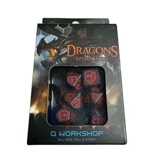Q Workshop Dragons RPG Dice Set Black‎ Red